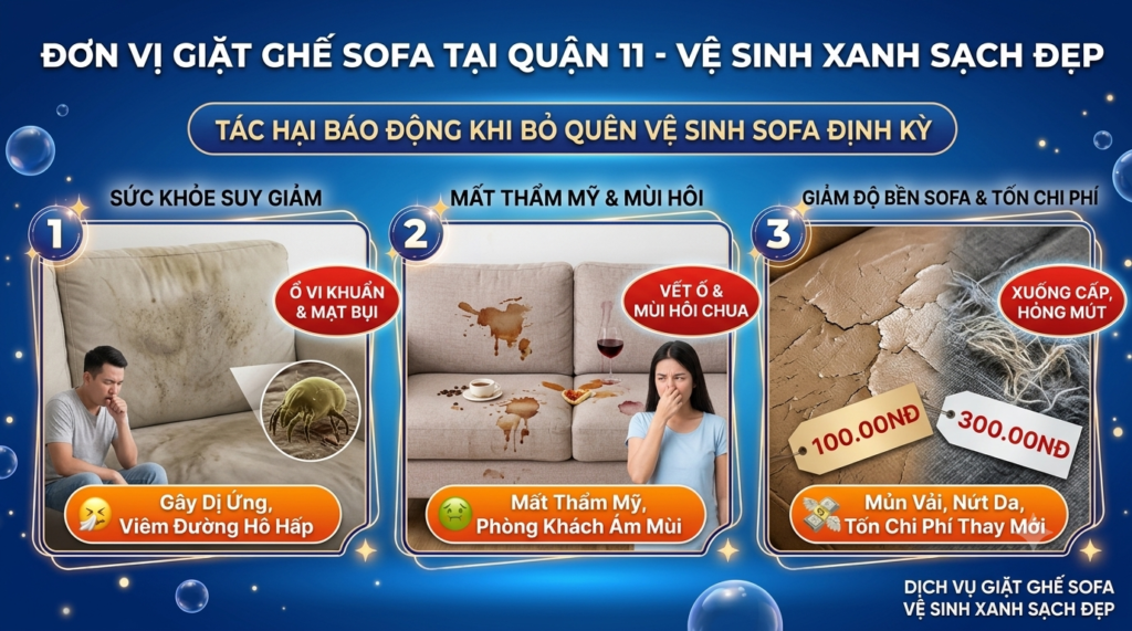 Tác hại báo động khi bỏ quên vệ sinh sofa định kỳ thông tin chia sẻ từ Đơn Vị Giặt Ghế Sofa Tại Quận 11 Chuyên Nghiệp – Vệ Sinh Xanh Sạch Đẹp
