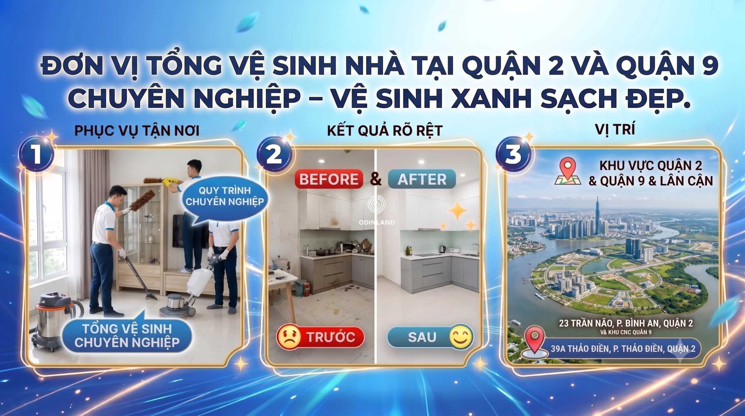 Đơn vị tổng vệ sinh nhà tại quận 2 và quận 9 chuyên nghiệp vệ sinh xanh sạch đẹp